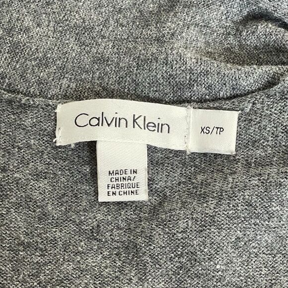 Calvin Klein Women’s Sleeveless Open Front Cardigan Long Vest Gray XS - Picture 4 of 5